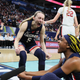 Paige Bueckers and Aaliyah Edwards celebrate during the fourth quarter of Friday’s win over Stanford.